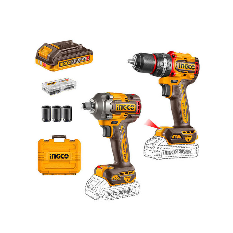 KIT TALADRO+LLAVE IMPACTO INALAMBRICO 20V